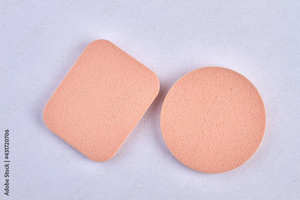 Two cosmetic sponges isolated on white background. Two cosmetic sponges isolated on white background.