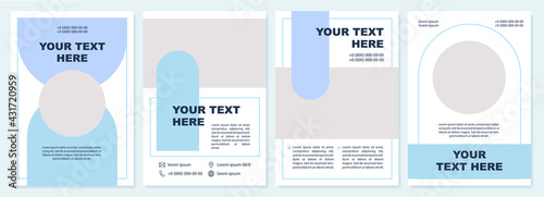 Turquoise brochure template. Promotional presentation. Flyer, booklet, leaflet print, cover design with copy space. Your text here. Vector layouts for magazines, annual reports, advertising posters