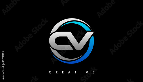 CV Letter Initial Logo Design Template Vector Illustration