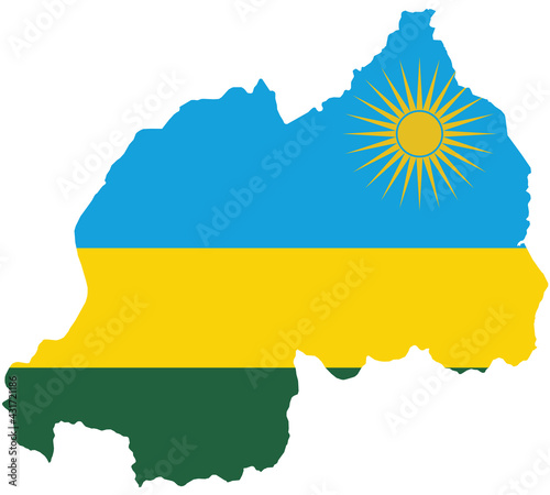 Map Flag of Rwanda isolated on white background. Vector illustration eps 10