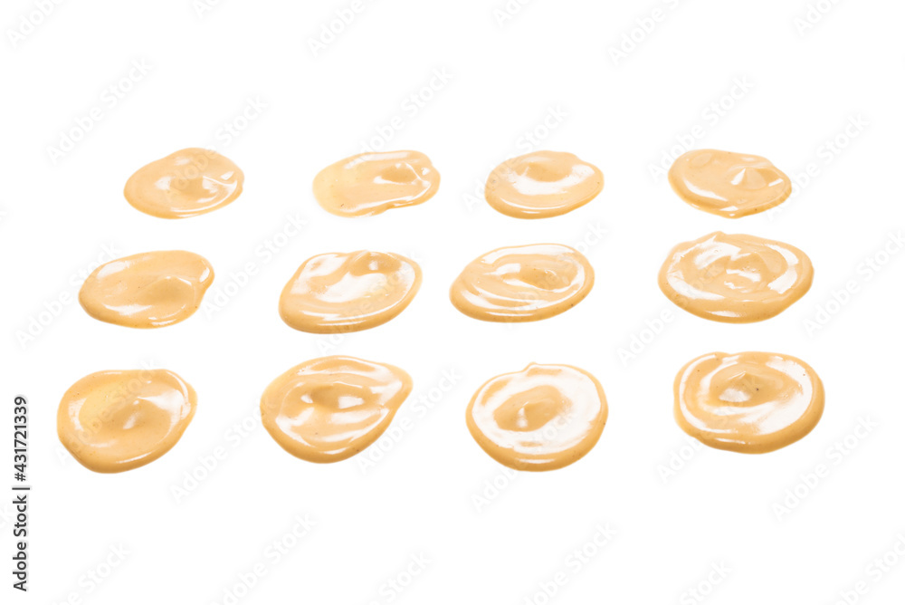 Mushroom sauce splashes isolated on white background. Mushroom sauce splashes isolated on white background.