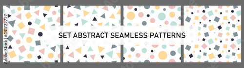 Set abstract vector seamless pattern. Abstract contemporary modern trendy vector illustration. Memphis design
