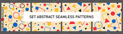 Set abstract vector seamless pattern. Abstract contemporary modern trendy vector illustration. Children's design