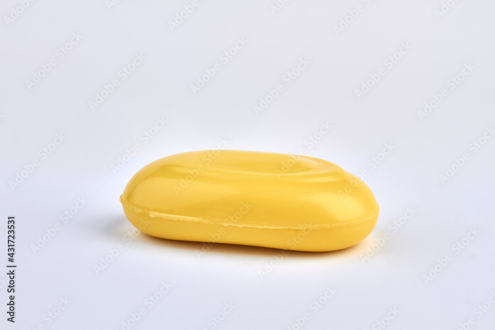 Bar of yellow soap isolated on white background. Bar of yellow soap isolated on white background.