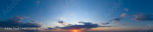  panorama sky. Beautiful cloud in the sunrise sky background. Sky banners background. © Pakhnyushchyy