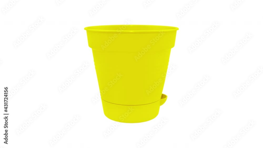 Stop motion animation. Yellow flower pots. Stop motion animation with interior items for use in infographics on interior topics. Plastic interior items are yellow. Changing of flowerpot on a white Stop motion animation. Yellow flower pots. Stop motion animation with interior items for use in infographics on interior topics. Plastic interior items are yellow. Changing of flowerpot on a white