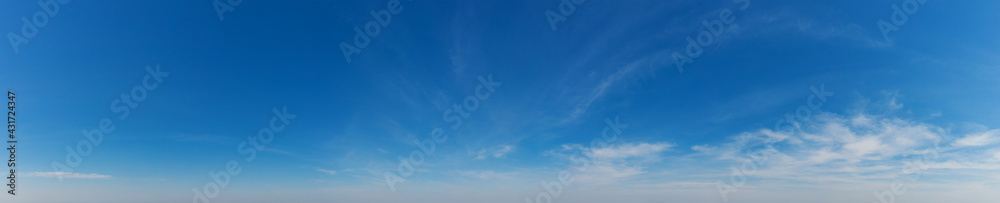 Panorama Blue sky and white clouds. Bfluffy cloud in the blue sky background