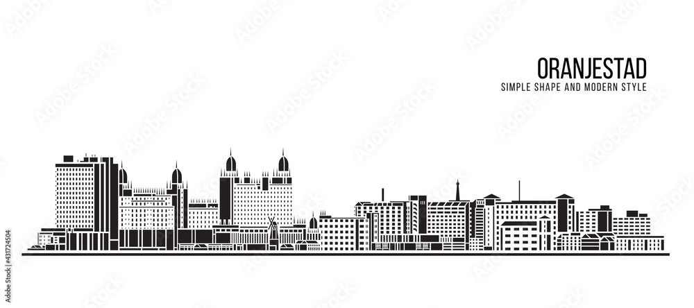 Cityscape Building Abstract Simple shape and modern style art Vector design - Oranjestad