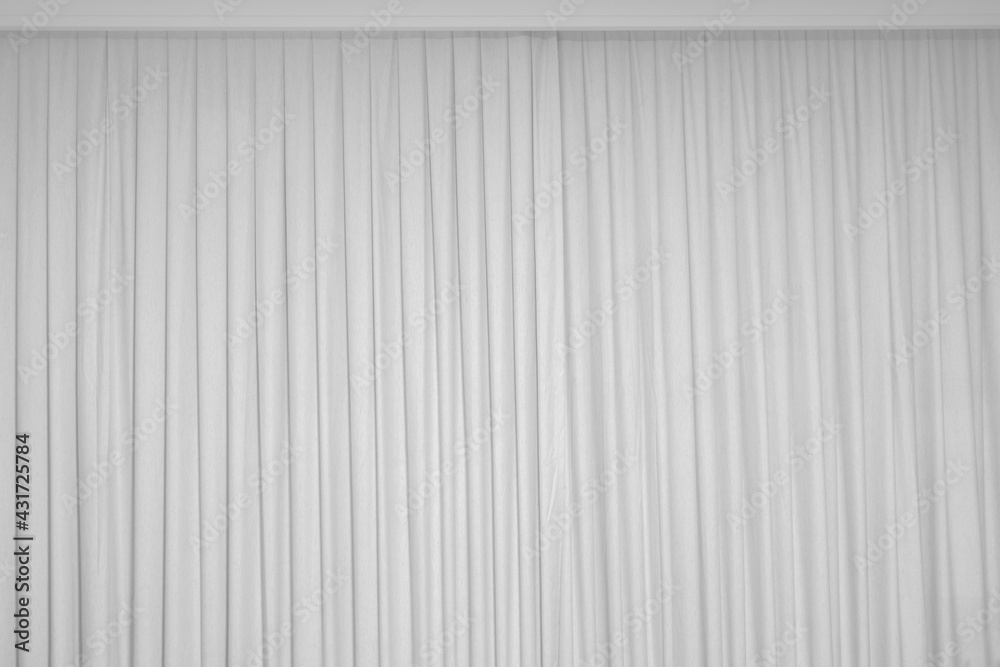 white fabric curtain in the bedroom. white curtain