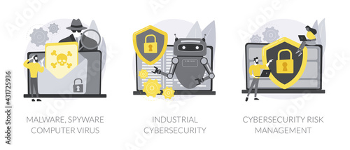 Antivirus security and protection abstract concept vector illustrations.