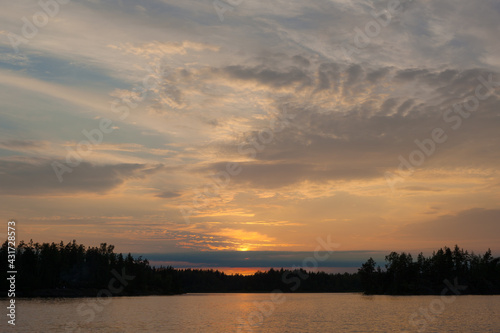 sunset over forest lake © Maslov Dmitry
