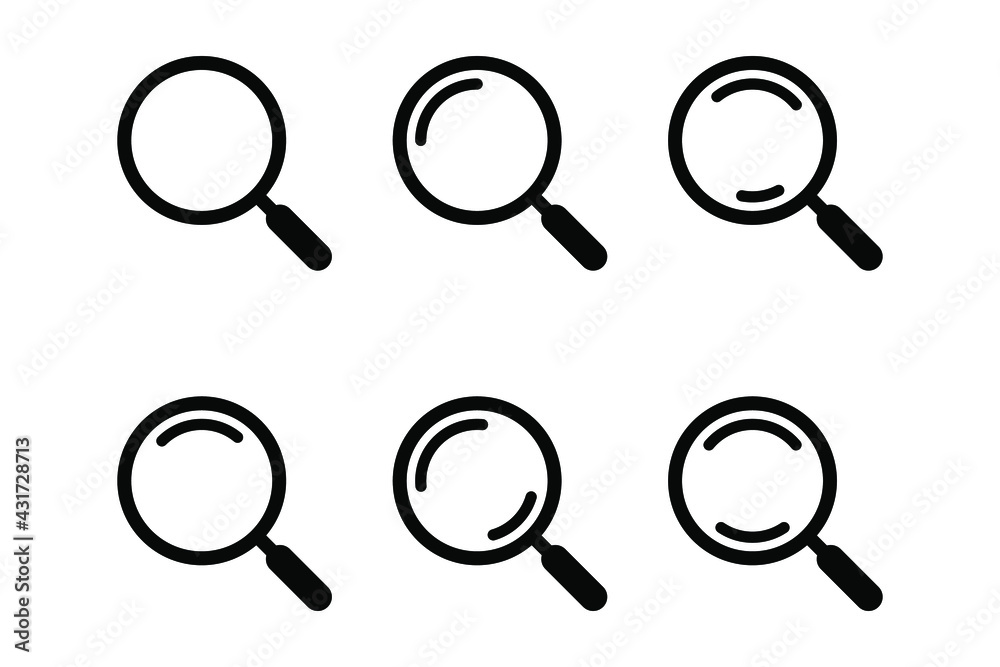 Search icon. Magnifying glass icon, vector magnifier or loupe sign. Search icon. Magnifying glass icon, vector magnifier or loupe sign.