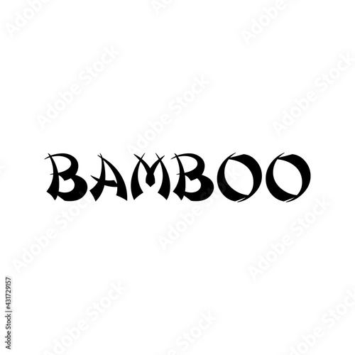 Banner con palabra Bamboo en alfabeto decorativo de estilo asiático