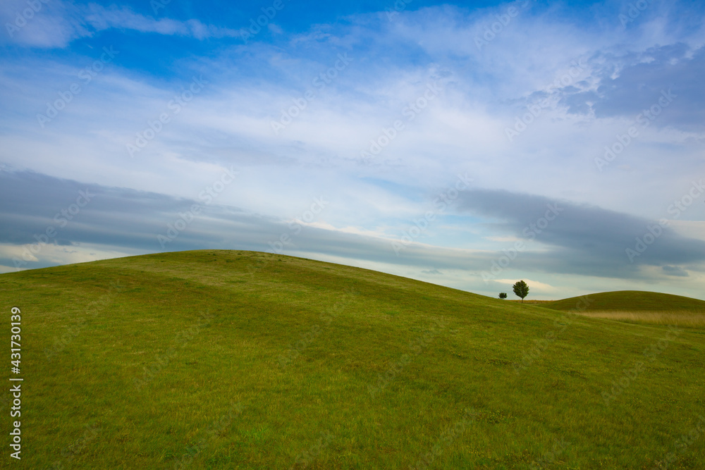 Fototapeta premium Golf course with blue sky background.