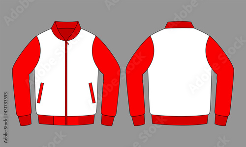 White-Red Baseball Jacket Design On White Background, Vector File