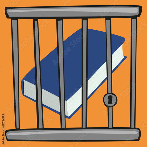 Concept de la culture et de la liberté d’apprendre avec un livre, symboliquement enfermé dans une cage.