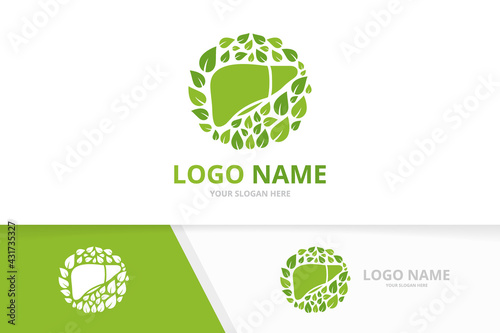 Eco liver and leaves logo. Premium internal organ logotype design template.