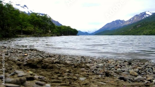 gentle lake waves in the mountains