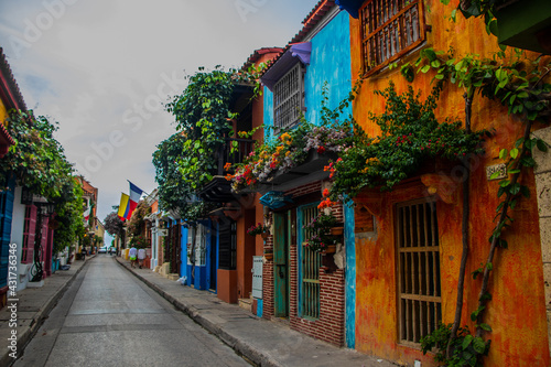 Colourful Street in Cartagena Colombia