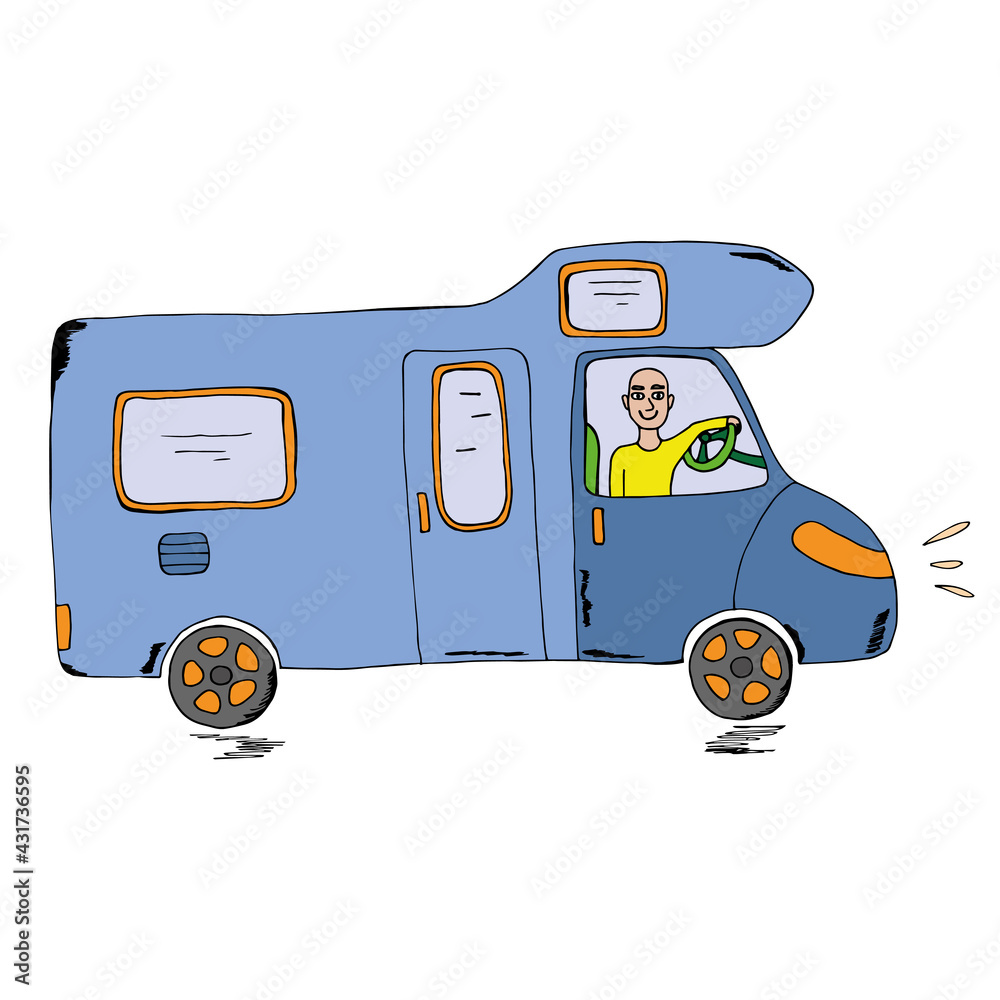 Modern camper van. Comfortable motorhome. Side view. Vector ...