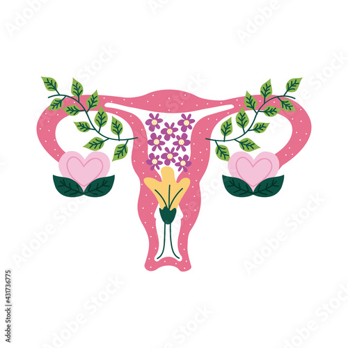 pink vagina with leafs