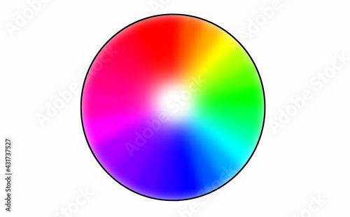 Color wheel.Color theory.Color scheme.Primary,additive,secondary colors.Wheel contains the colors of the spectrum photo