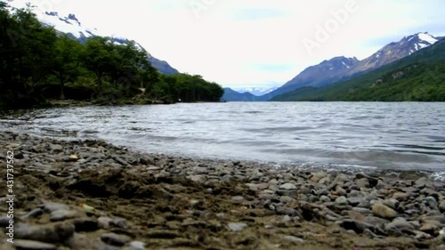 gentle lake waves in the mountains
