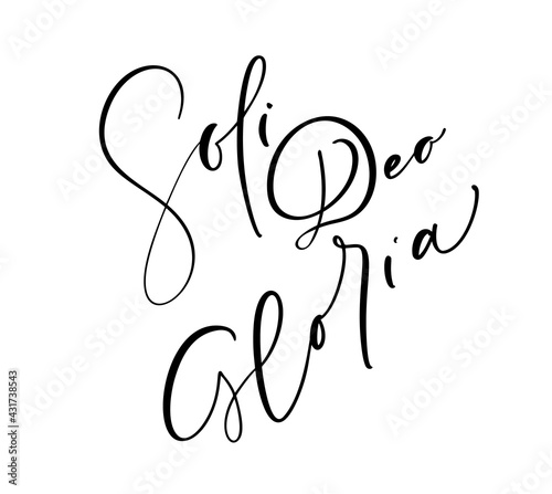 Christian vector calligraphy lettering text Soli Deo Gloria. One of five points of the foundation of Protestant theology. Sola Scriptura, Sola Gratia, Solus Christus, Sola Fide, Soli Deo Gloria