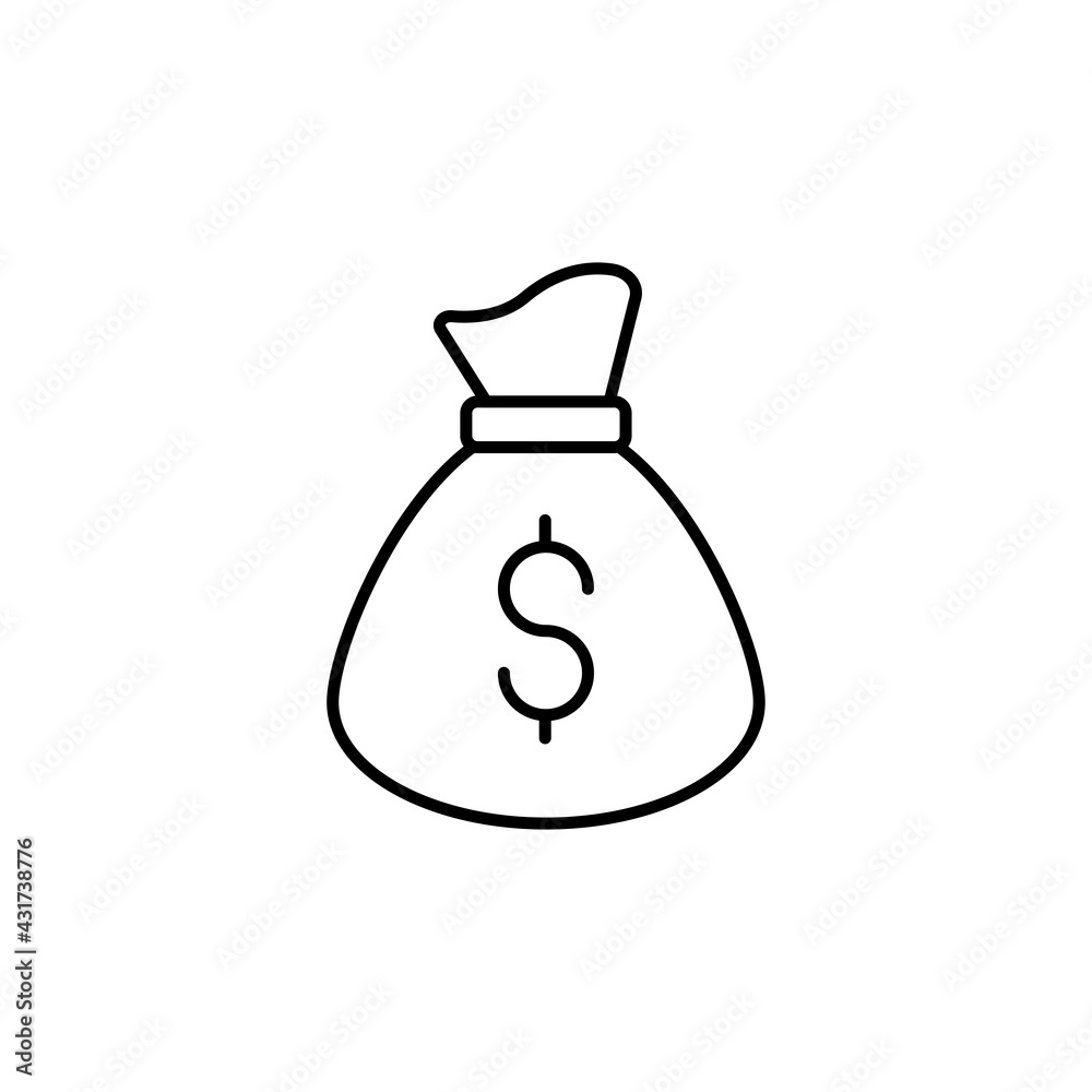 Money bag icon isolated on white background. Dollar symbol modern, simple, vector, icon for website design, mobile app, ui. Vector Illustration Money bag icon isolated on white background. Dollar symbol modern, simple, vector, icon for website design, mobile app, ui. Vector Illustration