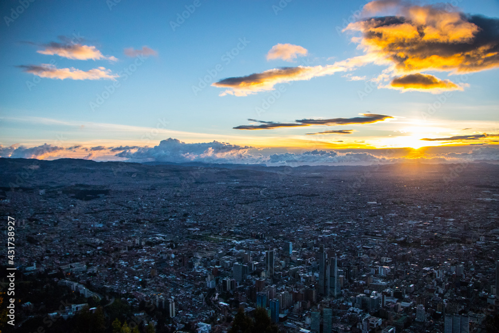 Skyline View from Monserrate in Bogota at Sunset Skyline View from Monserrate in Bogota at Sunset