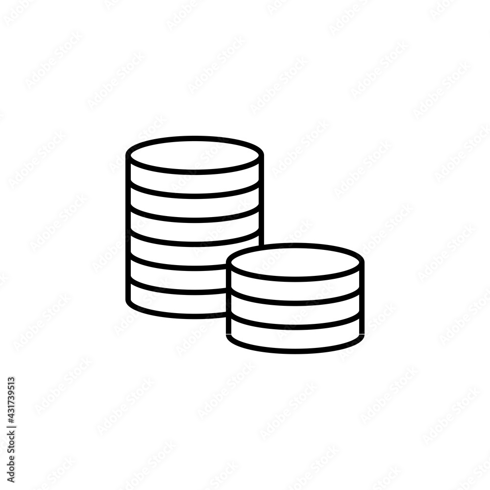 Coins icon isolated on white background. Cash symbol modern, simple, vector, icon for website design, mobile app, ui. Vector Illustration Coins icon isolated on white background. Cash symbol modern, simple, vector, icon for website design, mobile app, ui. Vector Illustration
