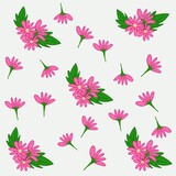 Background image of pink flowers with natural green leaves for your text.