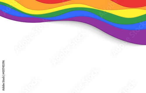 LGBT pride month rainbow wave flag flutter of lesbian  gay vector background banner