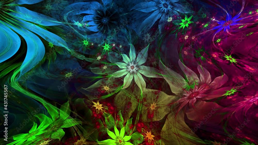 Psychedelic wavy and rippling mesmerizing color changing abstract fractal background with intricate changing and twisting large space flower in vivid glowing colors Psychedelic wavy and rippling mesmerizing color changing abstract fractal background with intricate changing and twisting large space flower in vivid glowing colors