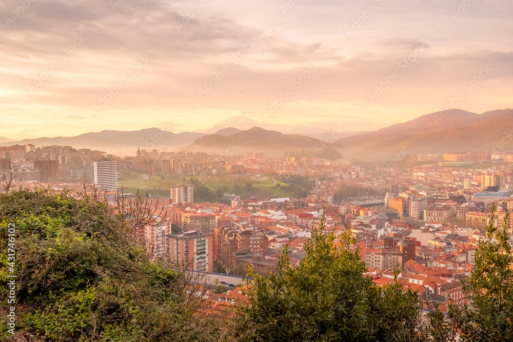 Sunrise view over the city of Bilbao