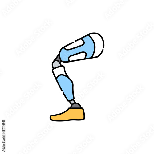 Bio artificial leg color line icon. Disability. Isolated vector element.