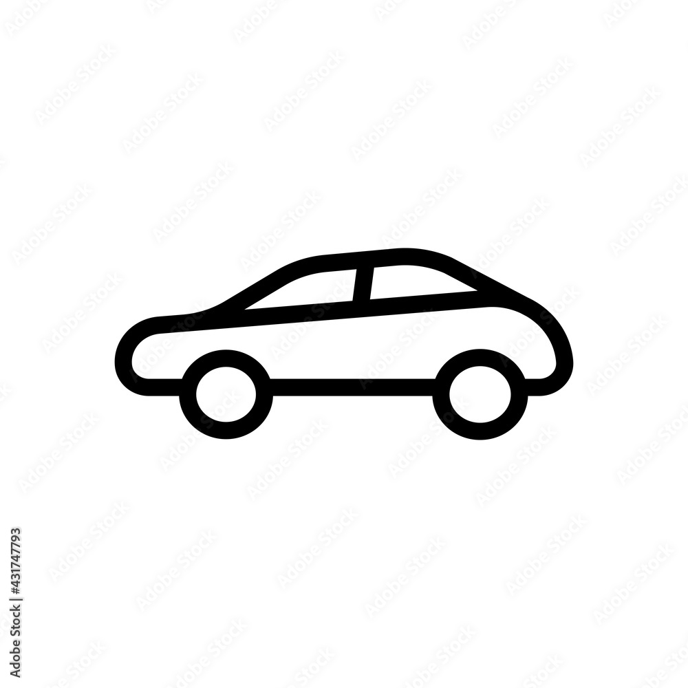 Car silhouette, simple icon. Black linear icon with editable stroke on white background