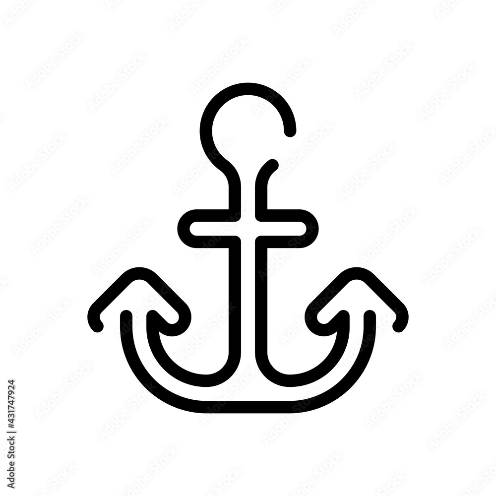 Anchor of the boat, simple icon. Black linear icon with editable stroke on white background Anchor of the boat, simple icon. Black linear icon with editable stroke on white background