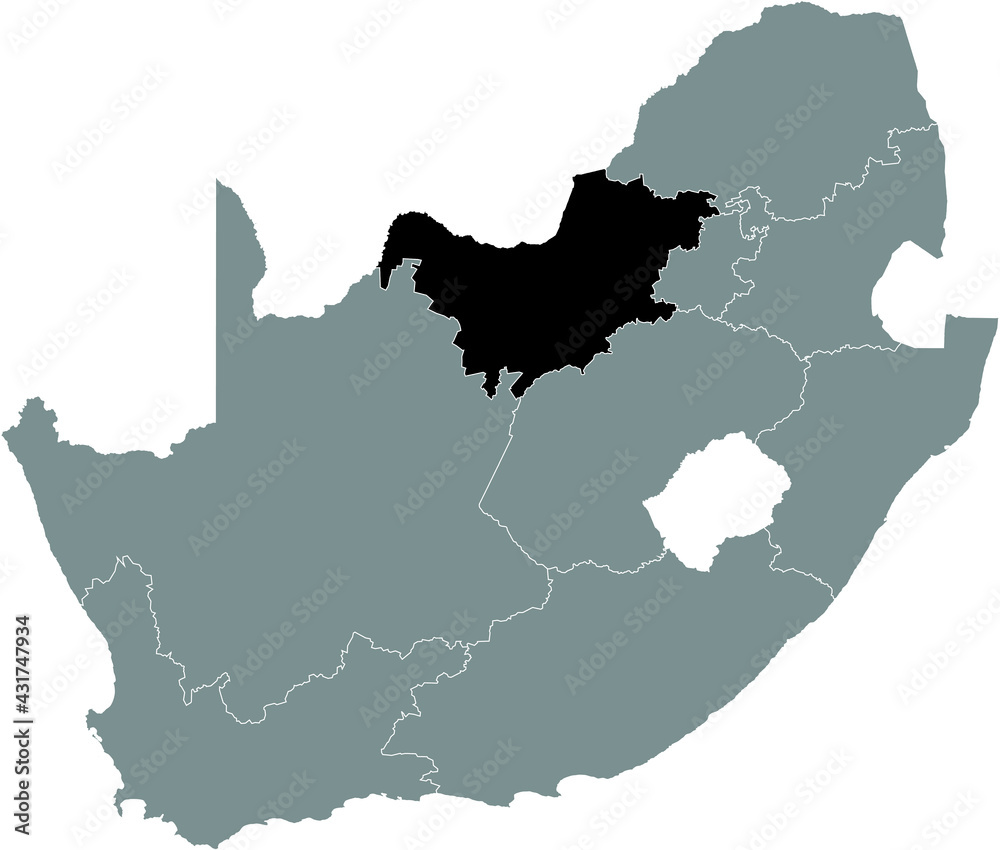 Vecteur Stock Black highlighted location map of the South African North