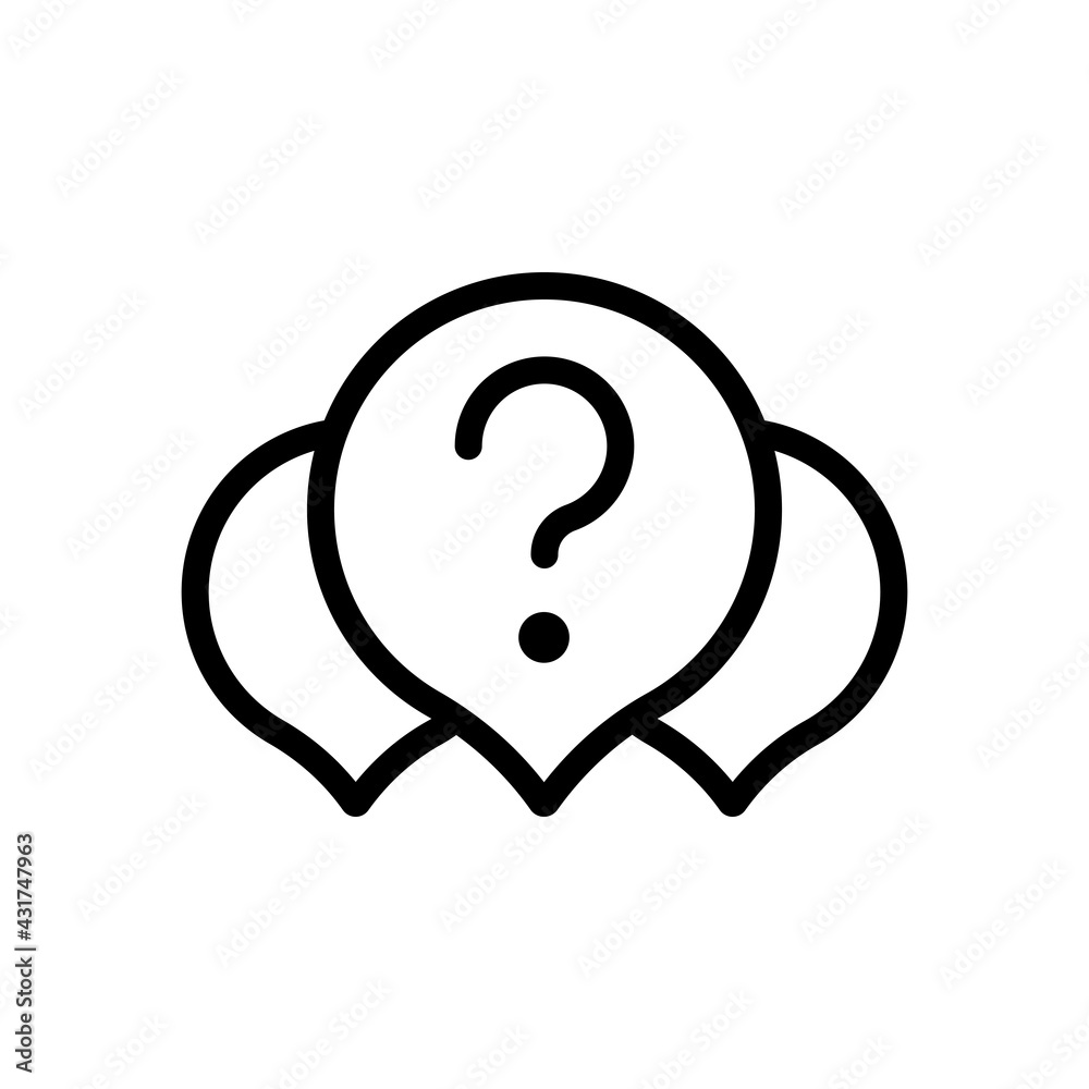Question mark in bubble, simple icon of faq or chat. Black linear icon with editable stroke on white background Question mark in bubble, simple icon of faq or chat. Black linear icon with editable stroke on white background