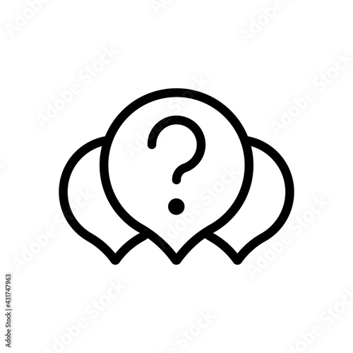 Question mark in bubble, simple icon of faq or chat. Black linear icon with editable stroke on white background