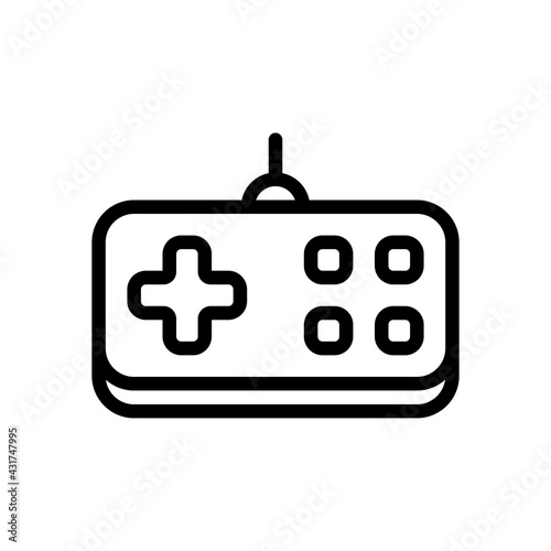 Joystick of video console, game controller, simple icon. Black linear icon with editable stroke on white background