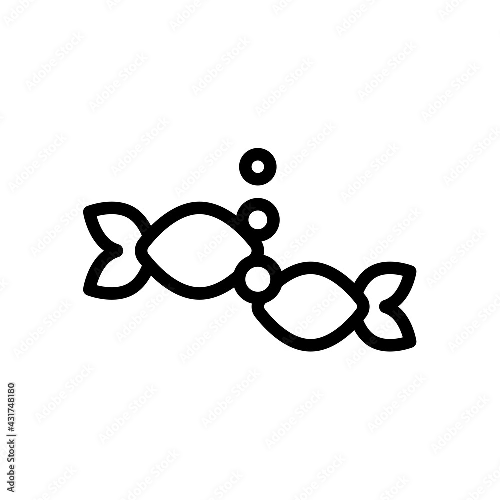 Fototapeta premium Fish, simple icon. Black linear icon with editable stroke on white background