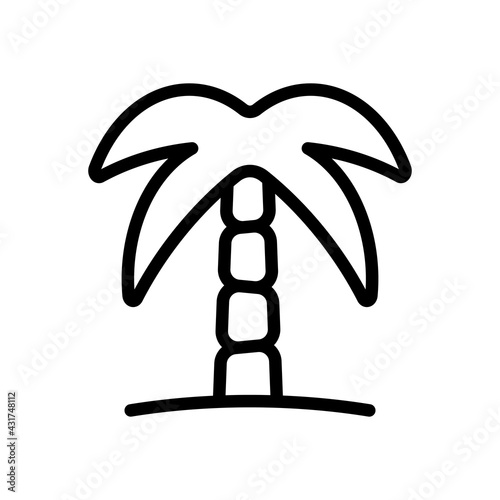 Palm tree, simple icon. Black linear icon with editable stroke on white background