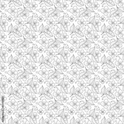 Fototapeta Naklejka Na Ścianę i Meble -  Vector seamless floral pattern with flowers for fabrics, paper, textile, gift wrap isolated on white background 