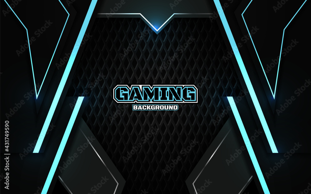 Abstract futuristic light blue gaming background with modern esport shapes.  Vector design template technology concept can use element game banner,  sport poster, cyber wallpaper, web, advertising Stock Vector | Adobe Stock