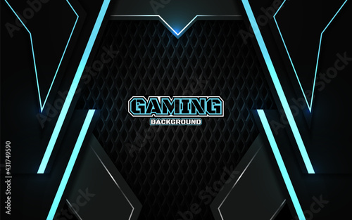 Abstract futuristic light blue gaming background with modern esport shapes. Vector design template technology concept can use element game banner, sport poster, cyber wallpaper, web, advertising