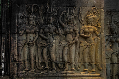 Detail in Ancient Buddhist Temple in Asia
