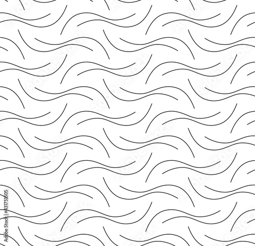 black thin waves on white. minimalistic vector design for interior decoration, textile print