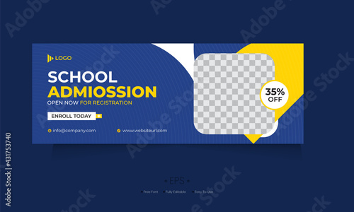 school admission social media cover design and facebook web banner template